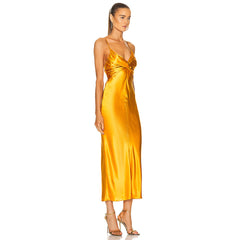 Strappy Sleeveless Midi Metallic Bodycon Dress