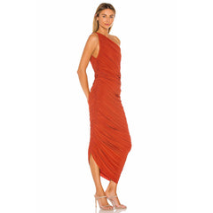 One Shoulder Sleeveless Wrinkled Dress KLYF616