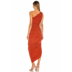 One Shoulder Sleeveless Wrinkled Dress KLYF616