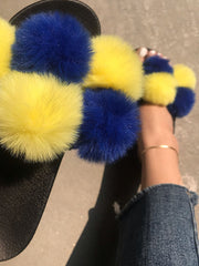 Pom Pom Faux Fur Slippers