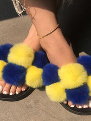 Pom Pom Faux Fur Slippers