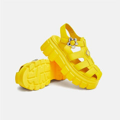 Cool Buckle Cutout Wedge Sandals