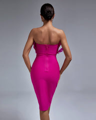 Strapless Feather Midi Bandage Dress