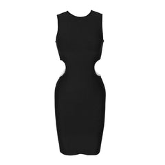Round Neck Sleeveless Cut Out Midi Bandage Dress