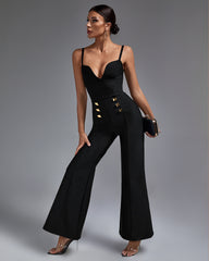 Strappy Double-breasted Bandage Jumpsuit