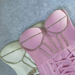 Strapless Sleeveless Rhinestone Mini Bandage Dress