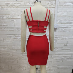 Strappy Sleeveless Metal Belt Mini Bandage Dress