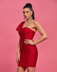 One Shoulder Sleeveless Frill Mini Bandage Dress