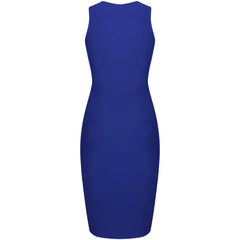 Round Neck Sleeveless Plain Over Knee Bandage Dress