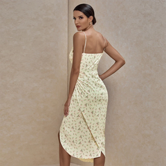 Strappy Sleeveless Floral Printed Midi Dress