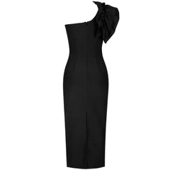 One Shoulder Frill Asymmetrical Bandage Dress