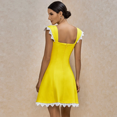 Square Collar Backless Mini Bandage Dress