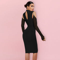 Long Sleeve Cut Out Midi Bandage Dress