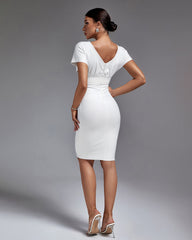 V Neck Midi Bandage Dress With Belt