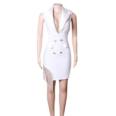 V Neck Sleeveless Tassels Midi Bandage Dress