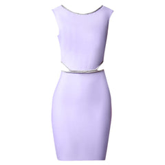 Round Neck Sleeveless Midi Drill Chain Bandage Dress