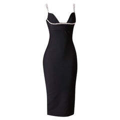 Strappy Sleeveless Midi Bubble Beads Bandage Dress