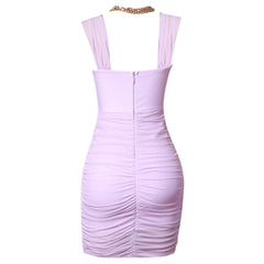 Strappy Sleeveless Midi Chain Bandage Dress