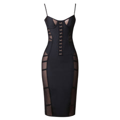 Strappy Sleeveless Over Knee Mesh Bandage Dress