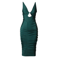 Strappy Sleeveless Midi Wrinkled Bandage Dress