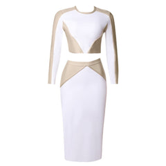 Round Neck Long Sleeve Splicing Bandage Set