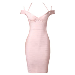 Strappy Short Sleeve Midi Striped Bandage Dress