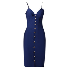 Strappy Sleeveless Midi Metal Ornamental Buckle Bandage Dress