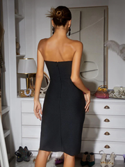 Strapless Sleeveless Bubble Beads Bandage Dress