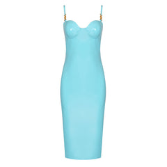Strappy Sleeveless Metal Studded Midi Bodycon Dress