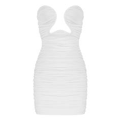 Strapless Sleeveless Wrinkled Mini Bodycon Dress