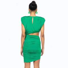 Round Neck Sleeveless Mini Exposed Waist Bodycon Dress