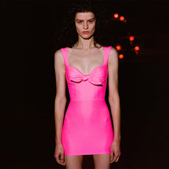Strappy Sleeveless Mini Bowknot Bodycon Dress
