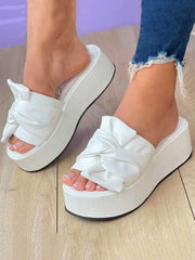 Round Toe Bow Platform Sandals