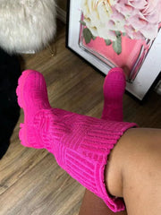 Towel Round Toe Flat Boots