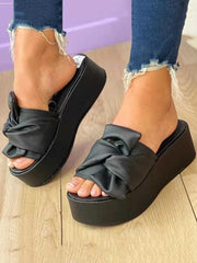 Round Toe Bow Platform Sandals