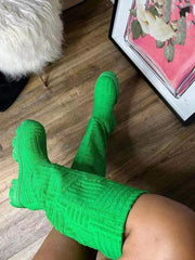 Towel Round Toe Flat Boots