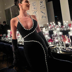 Strappy Sleeveless Manual Seam Dril Midi Bandage Dress