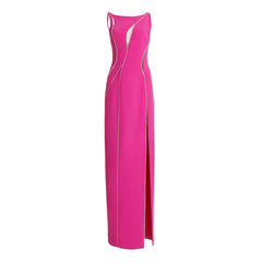 Round Neck Sleeveless Diamente Embellished Maxi Bandage Dress