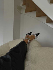 Rhinestone Bowknot Ankle Strap Heel