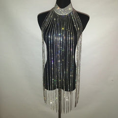 Rhinestone Tassel  Personality Fashion Party Necklace Body Chain XG2210