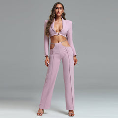 Long Sleeve Drill Chain Exposed Waist Set