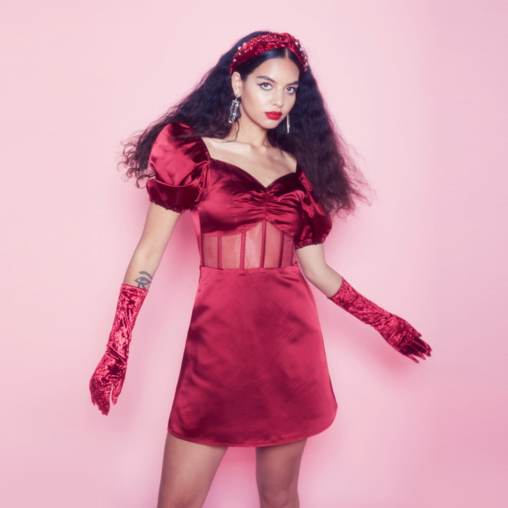 Square Collar Short Sleeve Mini Mesh Bodycon Dress