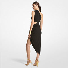 One Shoulder Sleeveless Side Slit Maxi Bodycon Dress ZNSBA926