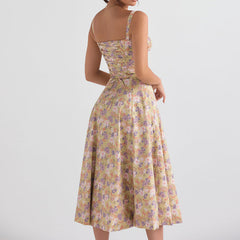 Strappy Sleeveless Over Knee Printing Bodycon Dress