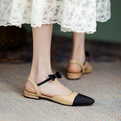 Amy Cap Toe Bowknot Sling back Flats