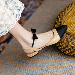 Amy Cap Toe Bowknot Sling back Flats