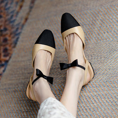 Amy Cap Toe Bowknot Sling back Flats