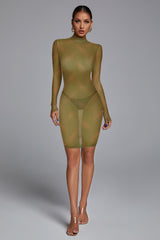 High Neck Long Sleeve Distinctive Mini Dress FP210313