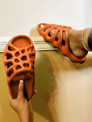 Solid Color Hollow Out Slippers