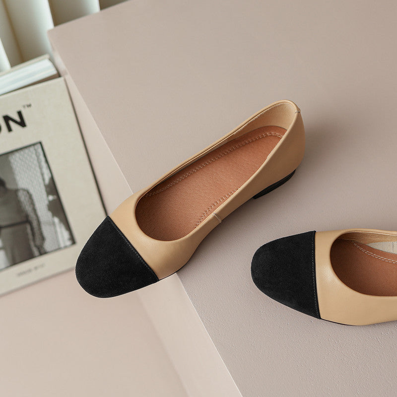 Fajr Nude Leather Flats for Women